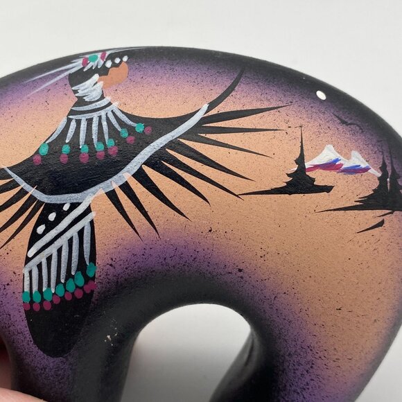 Native American Navajo Pottery Spirit bear animal southwest hand painted - Picture 10 of 10